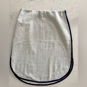 Anthropologie Light Gray Double Zip Skirt with Navy Trim